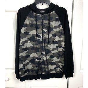Brooklyn Standard Vested Full Zip Hoodie Black Camo size Medium NWOT